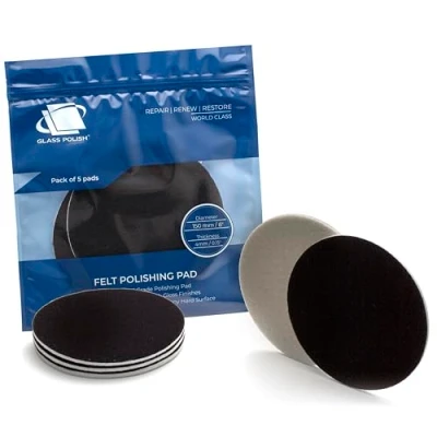 Abbildung von Glass Polish 150 mm Packung mit 5 Filz Polierscheiben für Glas, Kunststoff, Metall, Marmor und mehr
