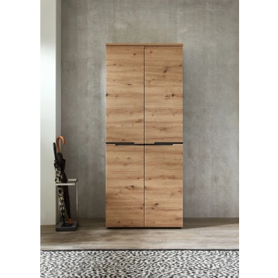 Abbildung von Memphis Schuhschrank hoch in Artisan Eiche Optik, Graphit Moderner Mehrzweckschrank mit viel Stauraum für Ihre Schuhe 80 x 192 38 cm (B/H/T)