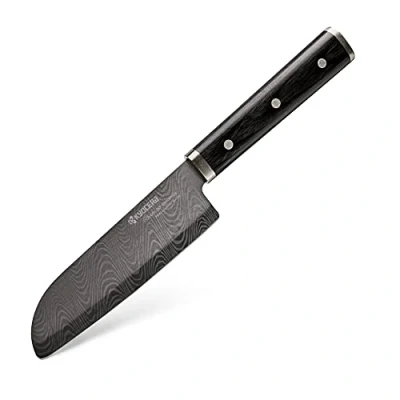 Abbildung von Kyocera KIZUNA Keramik Santokumesser Klinge: 14 cm, mit HIP Verfahren hergestellt Messer handgefertigtem Pakkaholz Griff Fleischmesser extrem scharf Santoku klein