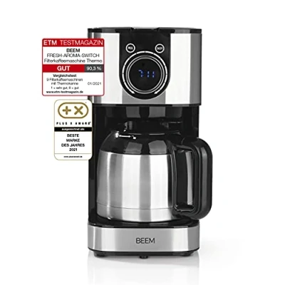 Abbildung von BEEM FRESH AROMA SWITCH Filterkaffeemaschine Thermo Edelstahl 1 l Thermoskanne Stylisches Bedienrad 24h Timer 800 W Für 4 8 Tassen