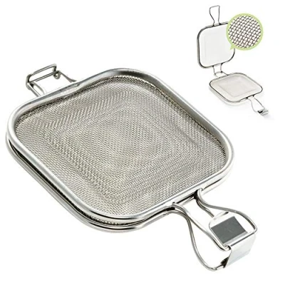 Abbildung von TAMUME Edelstahl Sandwich Grillkorb mit Klemme, Geeignetes Grill Backteil für Backofen und Toaster Klappdrahtgeflecht