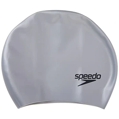 Abbildung von Speedo Unisex Erwachsene Silicone Long Hair Swim Cap Badekappe, Silber, Einheitsgröße