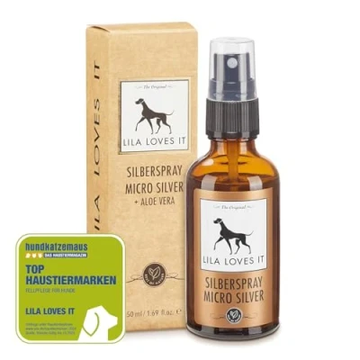 Abbildung von SILBERSPRAY für Hunde natürliche Pflege, mit Aloe Vera und Hyaluron, reinigt regeneriert, nanofrei, Mikrosilber, von LILA LOVES IT, 50 ml