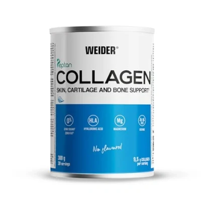 Abbildung von Weider Collagen Pulver, Kollagen Peptide hochdosiert, mit Hyaluronsäure, Magnesium und Vitamin C, zuckerfrei, für gesunde Haut, Knorpel Knochen, 300g (30 Portionen!)