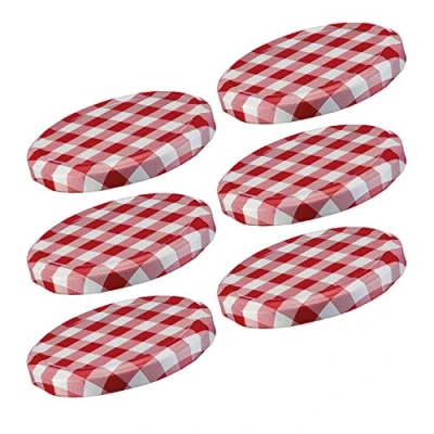 Abbildung von Westmark 6 Schraub /Twist Off Deckel für Einmachgläser, rund, ø 82 mm, Weißblech, Rot Weiß, Karriert, 40952270