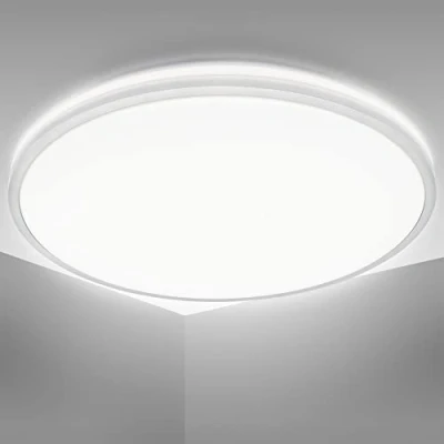 Abbildung von B.K.Licht LED Deckenlampe mit indirektem Licht, neutralweiße Lichtfarbe, 24 Watt, 3000 Lumen, Deckenleuchte, Lampe, Wohnzimmerlampe, Schlafzimmerlampe, Küchenlampe, 38x5 cm, Silberfarbig