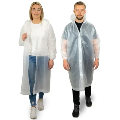Abbildung von REDSTAR 2er Pack Regenmantel Damen und Herren wasserfester Friesennerz, Regenponcho, Regencape, kompakt packbar, wiederverwendbar lange Regenjacke mit großer Kapuze Camping, Wandern,
