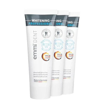 Abbildung von emmi dent Ultraschall Zahncreme „Whitening“ I Schonende Whitening Zahnpasta Ideal für empfindliche Zähne und Zahnfleisch Vegan ohne Titandioxid, Parabene &amp; glutenfrei 3x 75 ml