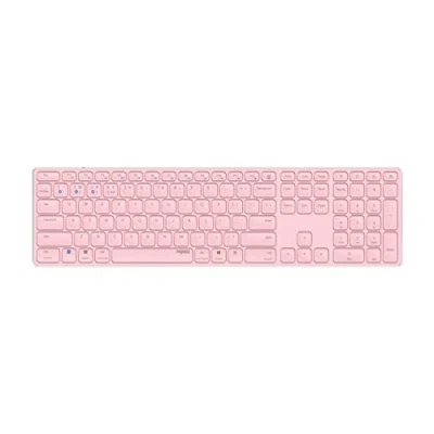Abbildung von Rapoo E9800M kabellose Tastatur Wireless Keyboard wiederaufladbarer Akku flaches Aluminium Design DE Layout QWERTZ PC &amp; Mac pink