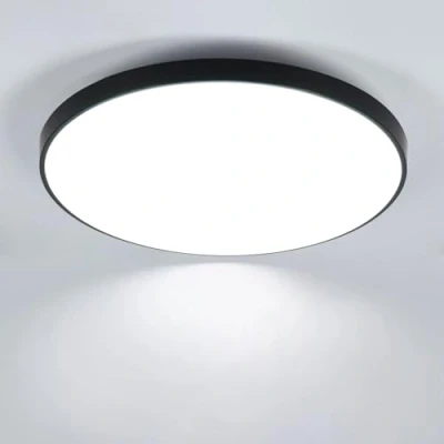 Abbildung von Comely LED Deckenlampe Rund 27cm, IP44 Wasserdicht, 24W 6500K Kaltweiß, Schwarz, CRI 80, Flache Deckenleuchte für Bad, Küche, Balkon, Flur, Schlafzimmer