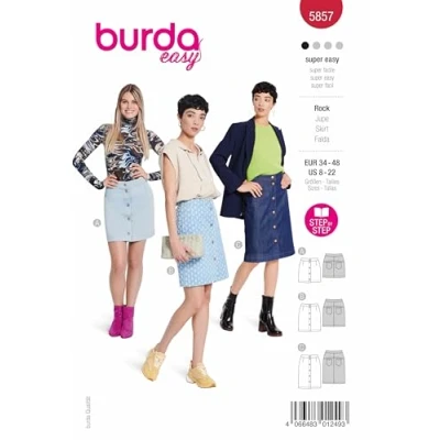 Abbildung von Burda Schnittmuster, 5857, Rock [Damen, Gr. 34 48], Level 1 super easy