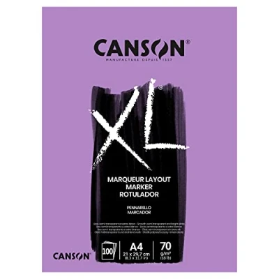 Abbildung von CANSON XL Marker, halbtransparentes, sehr glattes Zeichenpapier, 70 g/m², an der kurzen Seite geleimter Block, DIN A4 21 x 29,7 cm, Extraweiß, 100 Blatt