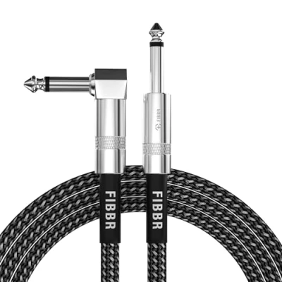 Abbildung von FIBBR Gitarren Instrumentenkabel 3M, 90 Grad Stereo Elektrisches 1/4&quot; Bass AMP Kabel für Bassgitarre, E Gitarre, Elektrische Mandoline, Verstärker, Pro Audio