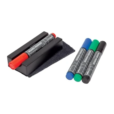 Abbildung von SIGEL BA151 Board Eraser, Tafellöscher magnetisch, 13x6 cm, Set mit 4 Markern, für Whiteboards und Glas Magnettafeln