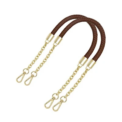 Abbildung von besbomig 2 Stück Taschengurt Schultergurt Ersatz PU Taschengriff Geflochtene Handtasche Strap Tasche Kette 60cm, Braun