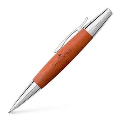 Abbildung von Faber Castell 138382 Drehbleistift e motion Birnbaum / Metall, Mine: 1,4 mm, inklusive Geschenkverpackung, Schaftfarbe: braun silber