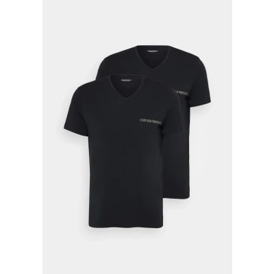 Abbildung von EMPORIO ARMANI Herren 2 Pack V Neck T Shirt, schwarz/schwarz, XXL