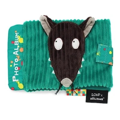 Abbildung von Les Déglingos 31832 Fotoalbum &quot;Loup x&quot;, 10 Hüllen, Füllung aus Recyceltem Polyester, Grün, 20cm Länge, 23cm Breite, 2cm Höhe