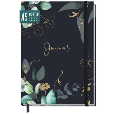Abbildung von paper&amp;you® Bullet Journal dotted A5 mit Gummiband [Mondscheinblüten] 156 Seiten Notizbuch gepunktet, Tagebuch nachhaltig &amp; klimafreundlich