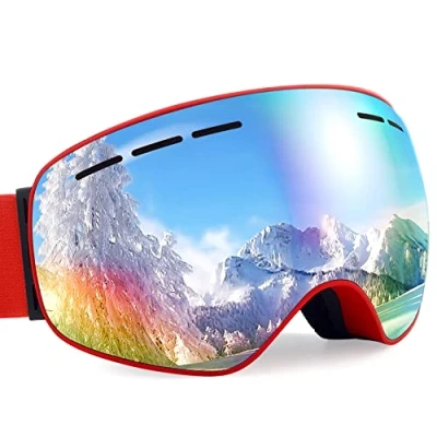 Abbildung von Dizokizo Skibrille mit Abnehmbarer Linse, für Ski Snowboard, Antibeschlag und einen 100% UV Schutz, Dreifach Atmungsaktive Schaumstoffe &amp; Geprägter Riemen für,Kinder,Jugend…