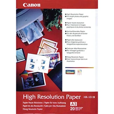Abbildung von Canon HR 101N hochauflösendes Papier DIN A3, 20 Blatt (106 g/qm) für Tintenstrahldrucker 1033A006