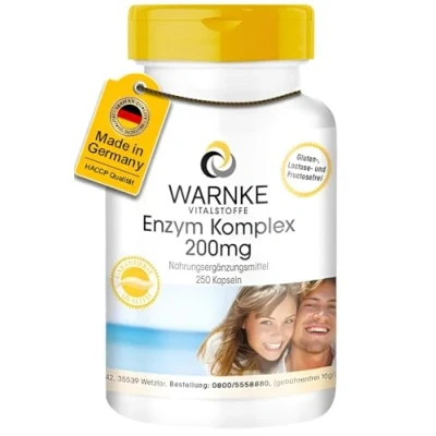 Abbildung von Enzym Komplex Kapseln 250 Bromelain, Papain &amp; Ficin vegan Pflanzliche Enzyme Plus Acerola Bioflavonoide hochdosiert Großpackung Warnke Vitalstoffe Deutsche Apothekenqualität