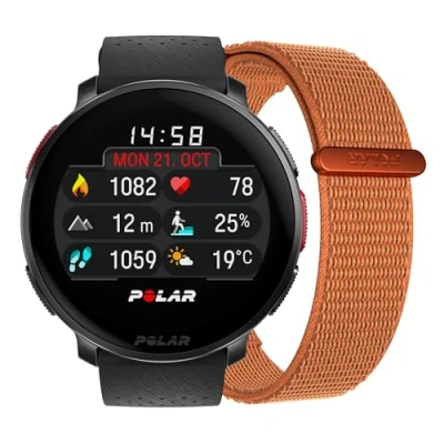 Abbildung von POLAR Unisex Erwachsene Vantage V3 Premium Multisportuhr, Night Black &amp; Orange, S L