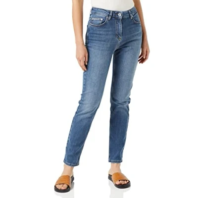 Abbildung von French Connection Damen Denim mit hohem Bund, Stretch, gerades Bein Jeans, Mittelblau, 32