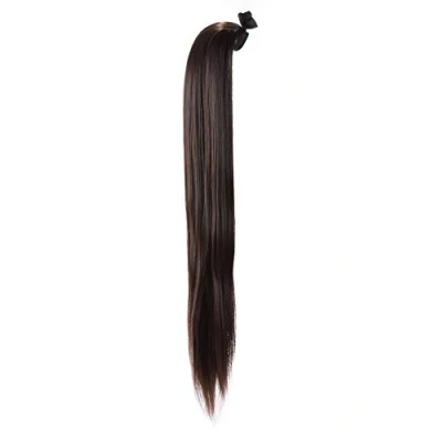 Abbildung von Prettyland 60cm Statikfrei lang haar glatt Zopf Pferdeschwanz one Piece Clip In Haarteil Extensions Schwarz braun 04