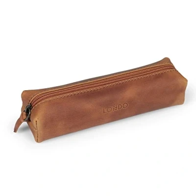Abbildung von Londo Feder , Bleistift und Kosmetiketui aus echtem Leder mit Reißverschluss Tasche für Schreibwaren