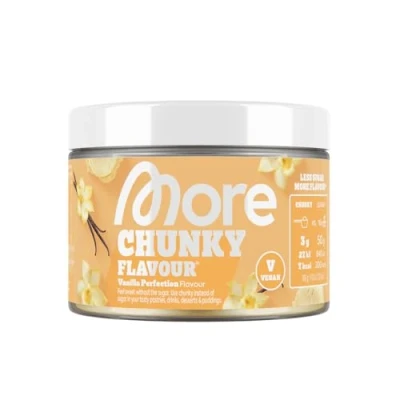 Abbildung von MORE Chunky Flavour, Vanilla Perfection, 150 g, vegan, Geschmackspulver zum Süßen, ohne viel Zucker und Kalorien, mit Inulin Laktase, geprüfte Qualität made in Germany