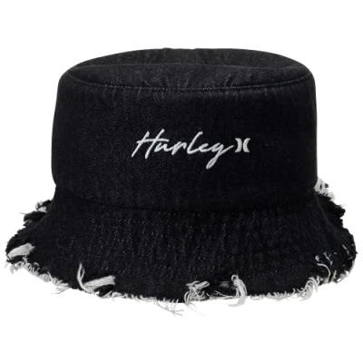Abbildung von Hurley Women&#039;s Bucket Hat Olivia Frayed Denim Sun Hat, Size One Size, Black, HIHW0016, Schwarz