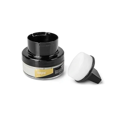 Abbildung von Kaps Professional Schuhpflege Delicate Cream mit Schaumaplikator Schuhcreme &amp; Pflegemittel zur Reinigung und Auffrischung von Naturleder Synthetik (50ml) (100 Farblos)