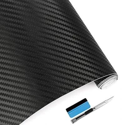 Abbildung von NewL Carbon Folie 3D Struktur fühlbare 30 x 152 cm selbstklebend Carbonfolie Auto Klebe folieren (Schwarz)