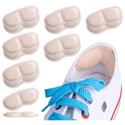 Abbildung von SULPO 7 Paare Fersenpolster Set Fersenschutz für zu große Schuhe extra weich Fersenkissen, selbstklebend Schuheinlage, Schuhfüller Anti Blasen Schutz beige