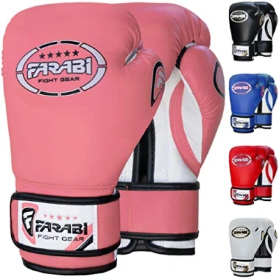 Abbildung von Farabi Sports 4 oz 6 8 Boxhandschuhe Kinder Box Handschuhe MMA Muay Thai Kickboxen Sparring Boxsack Training (Pink, oz)