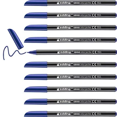 Abbildung von edding 1200 Fasermaler fein blau 10 Stifte Rundspitze 1 mm Filzstift zum Zeichnen und Schreiben für Schule, Mandala