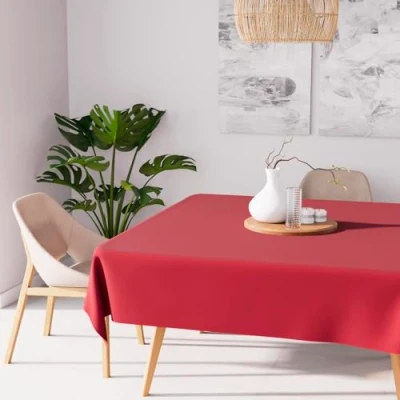 Abbildung von Soleil d&#039;ocre Tischdecke mit Fleckschutz quadratisch 180x180 cm ALIX rot