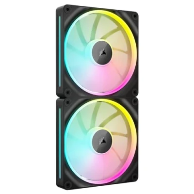 Abbildung von CORSAIR iCUE LINK LX140 RGB 140mm PWM Lüfter Doppelpack Zwei Lichtschleifen Inklusive System Hub AirGuide Technologie Schwarz