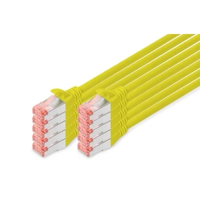 Abbildung von DIGITUS LAN Kabel Cat 6 3m 10 Stück RJ45 Netzwerkkabel S/FTP Geschirmt Kompatibel zu 6A &amp; 7 Gelb