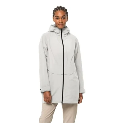 Abbildung von Jack Wolfskin Mainkai LONG Outdoorjacke, Damen, Größe: Large, Silver cloud