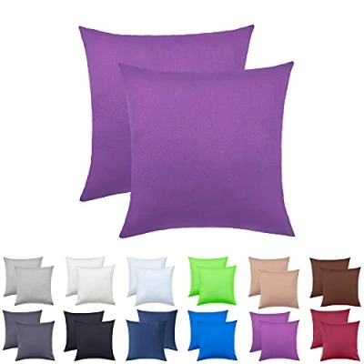 Abbildung von NatureMark 2er Pack Jersey Kissenbezug Kissenhülle Kissenbezüge Seitenschläferkissen Nackenkissen viele Größen und Farben ÖKO TEX (40 x 40 cm, Lila)