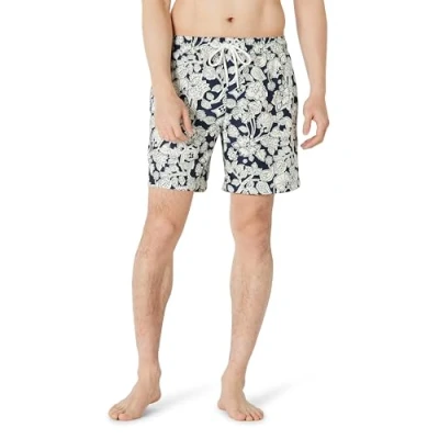 Abbildung von Amazon Essentials Herren Badehose, 18 cm, Marineblau Folk Floral, XS