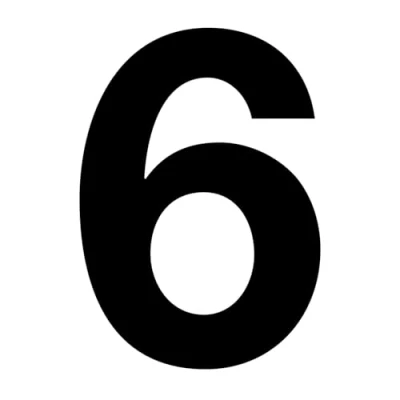 Abbildung von Zahlen Aufkleber Nr. 6 in schwarz I Höhe 10 cm selbstklebende Haus Nummer, Ziffer zum Aufkleben für Außen, Briefkasten, Tür wetterfest kfz_673_6