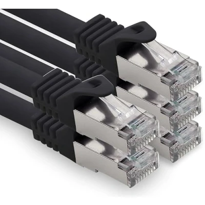 Abbildung von freiwerk 2,0m schwarz 5 Stück CAT.7 Netzwerkkabel Lan Ethernet Patch Kabel s FTP LSZH PIMF 10GB RJ45 Stecker Cat6a
