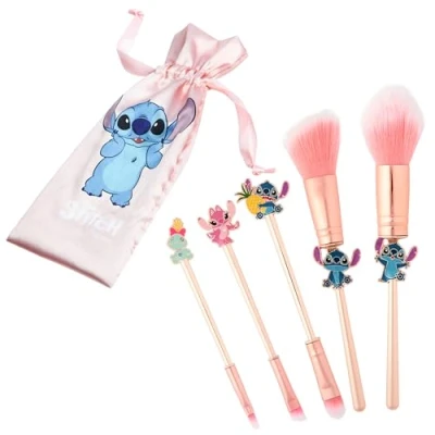 Abbildung von Disney Lilo und Stitch Schminkpinsel Set für Make up Inkl. Pinsel, Stirnband Etui Geschenk Frauen (Rosa)