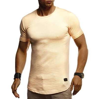 Abbildung von Leif Nelson T Shirt Herren Sommer Rundhals Ausschnitt (Orange, Größe XXL), Regular Fit 100% Baumwolle, Basic Männer Kurzarm