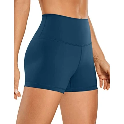 Abbildung von CRZ Yoga Naked Feeling Damen Radlerhose Blickdicht Hohe Taille Kurze Sporthose Sommer Shorts für Gym Sport 7cm FRANZÖSISCHE Marine 38