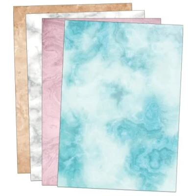 Abbildung von 60 A4 Blatt buntes Marmorpapier, beidseitig bedruckt 90GSM marmoriertes papier Marmor Mix (Gemischt)