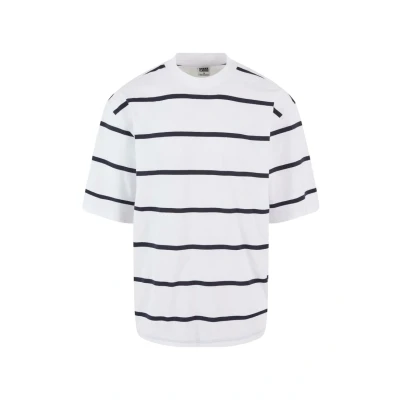 Abbildung von Urban Classics Oversized Sleeve Modern Stripe Tshirt print, Herren, Größe: XXL, White black